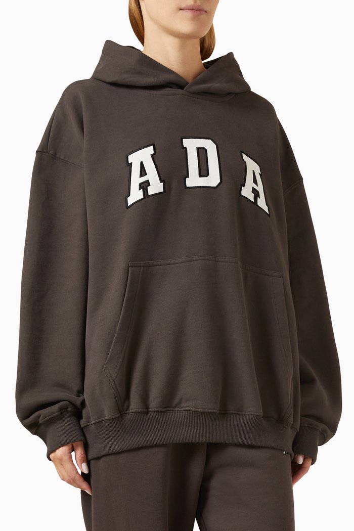 

ADA Logo Oversized Hoodie in Organic Cotton-fleece, Brown
