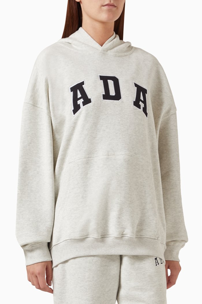 

Ada Logo Oversized Hoodie in Organic Cotton-fleece, Grey