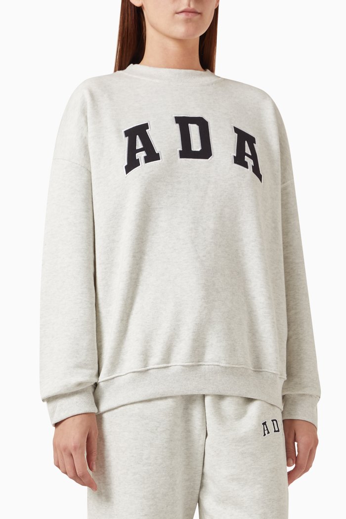 

Ada Logo Oversized Sweatshirt in Organic Cotton-fleece, Grey