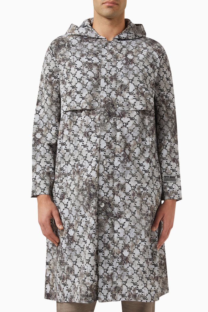 

Monogram Trench Coat in Bio-based Nylon, Grey