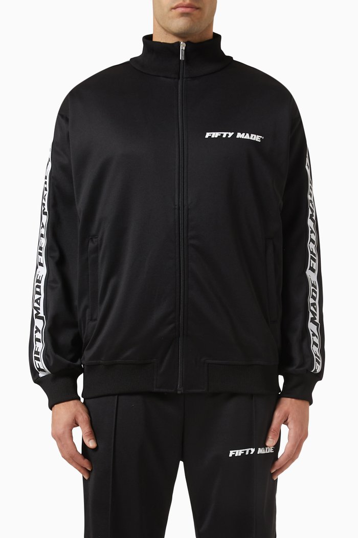 

Logo-tape Track Jacket in Tech Cotton-blend, Black