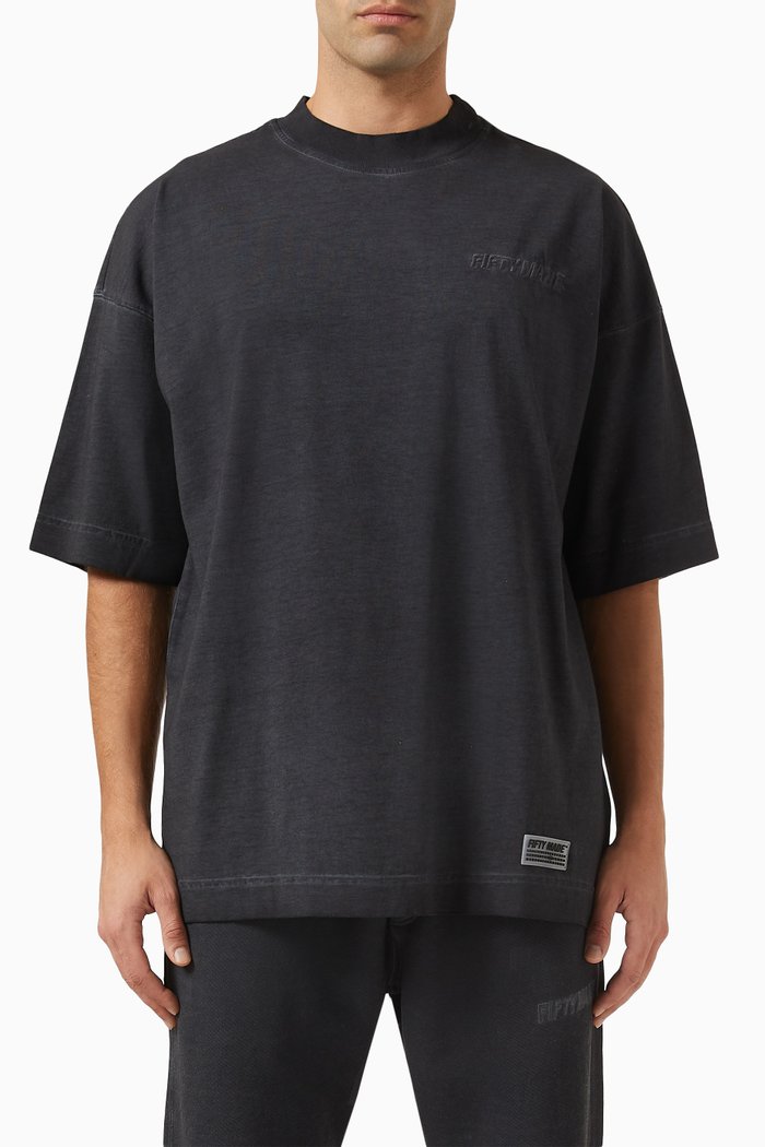 

Oversized Vintage T-shirt in Organic Cotton, Black