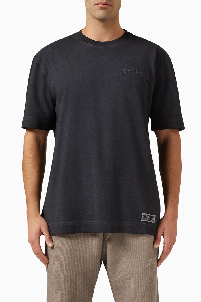 

Regular-fit Vintage T-shirt in Organic Cotton, Black