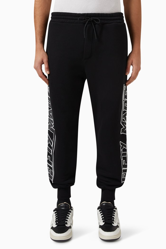 Embroidered Logo Sweatpants in Organic Cotton, Black