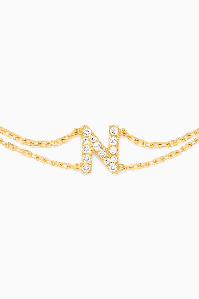 

Letter "N" Diamond Bracelet in 18kt Gold, White
