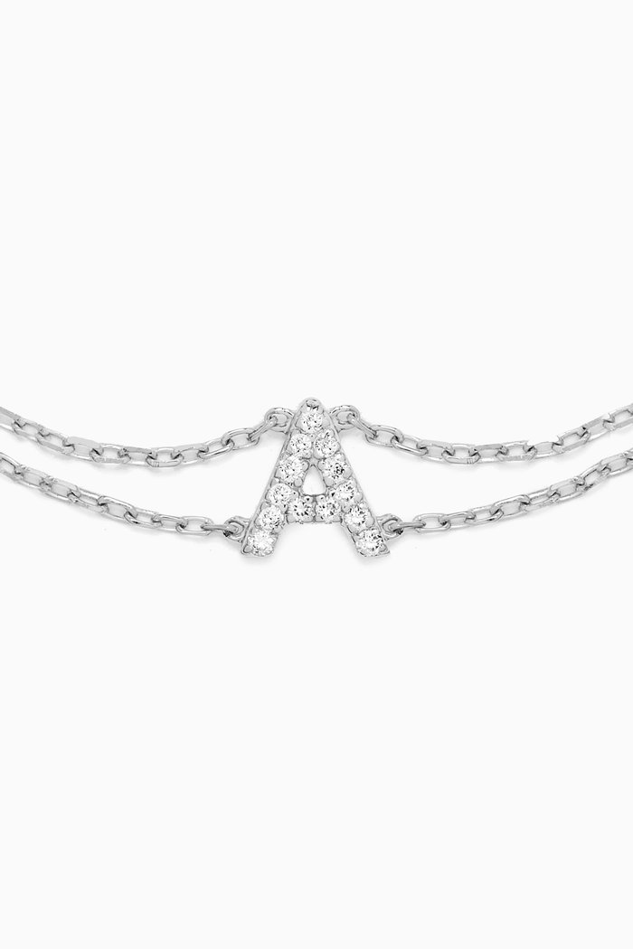 Letter "A" Diamond Bracelet in 18kt White Gold, Neutral