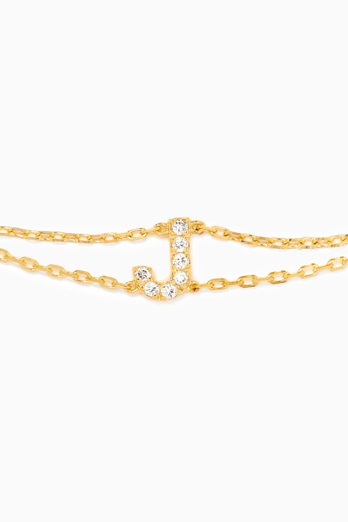 

Letter "J" Diamond Bracelet in 18kt Gold, Neutral