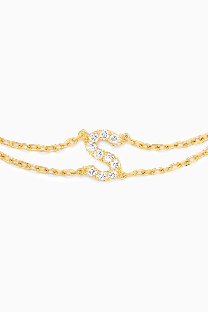 Letter "S" Diamond Bracelet in 18kt Gold, White