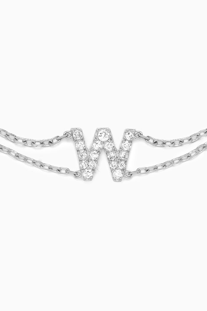 

Letter "W" Diamond Bracelet in 18kt White Gold, Neutral