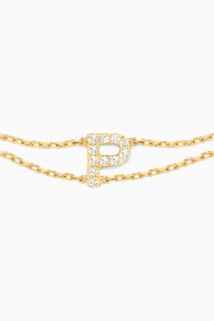 

Letter "P" Diamond Bracelet in 18kt Gold, Neutral