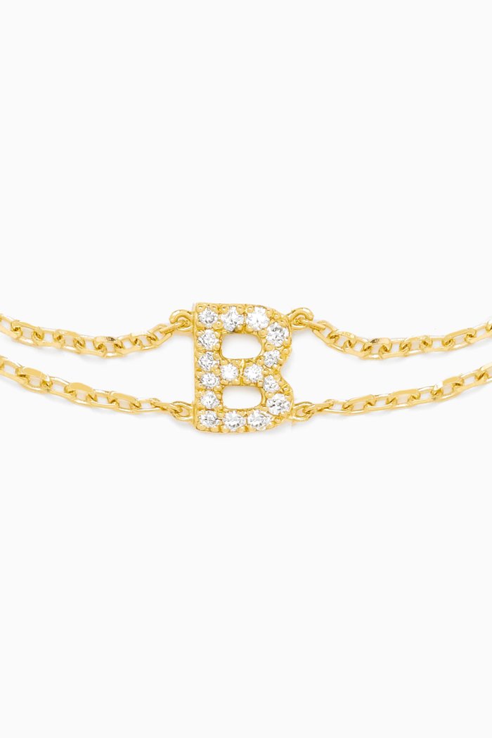 Letter "B" Diamond Bracelet in 18kt Gold, White