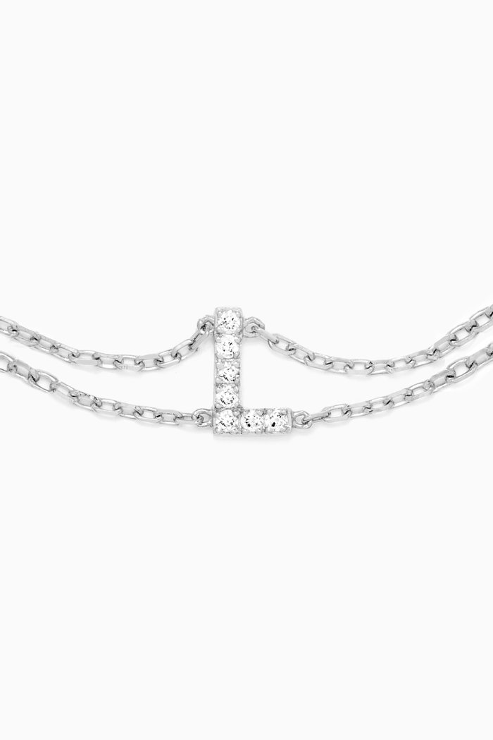 

Letter "L" Diamond Bracelet in 18kt White Gold, Neutral