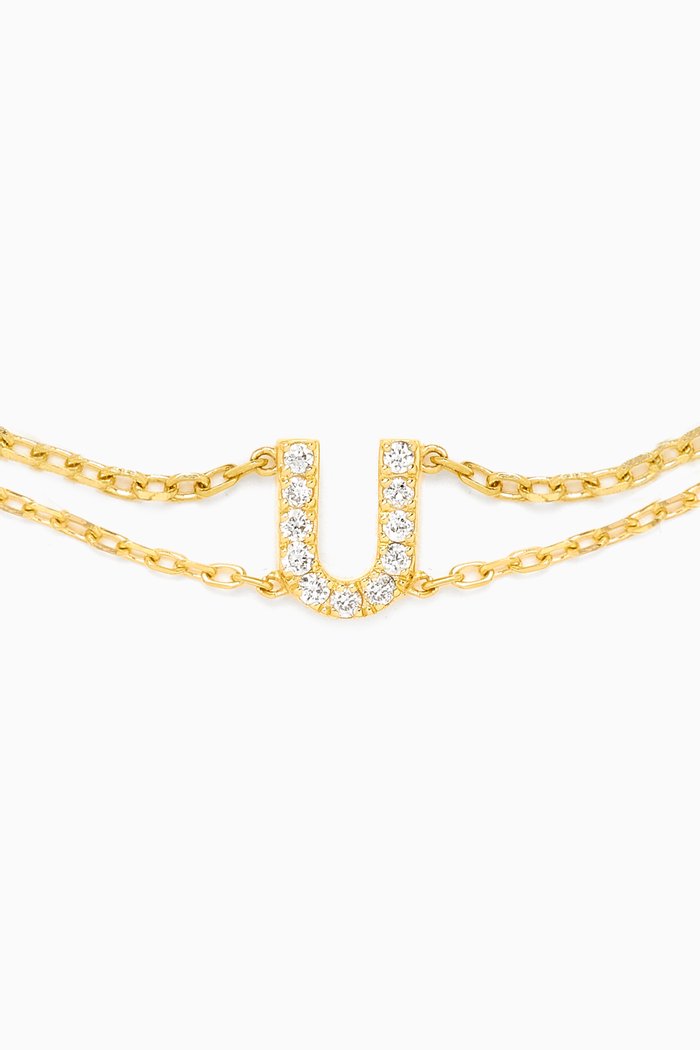 

Letter "U" Diamond Bracelet in 18kt Gold, White