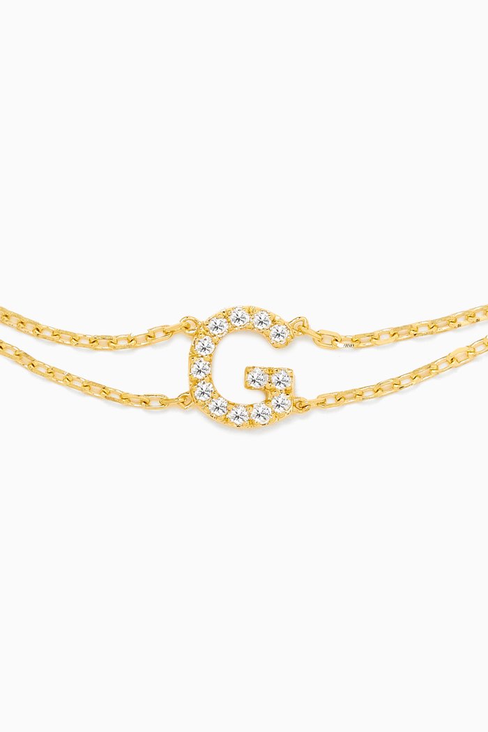 Letter "G" Diamond Bracelet in 18kt Gold, Neutral