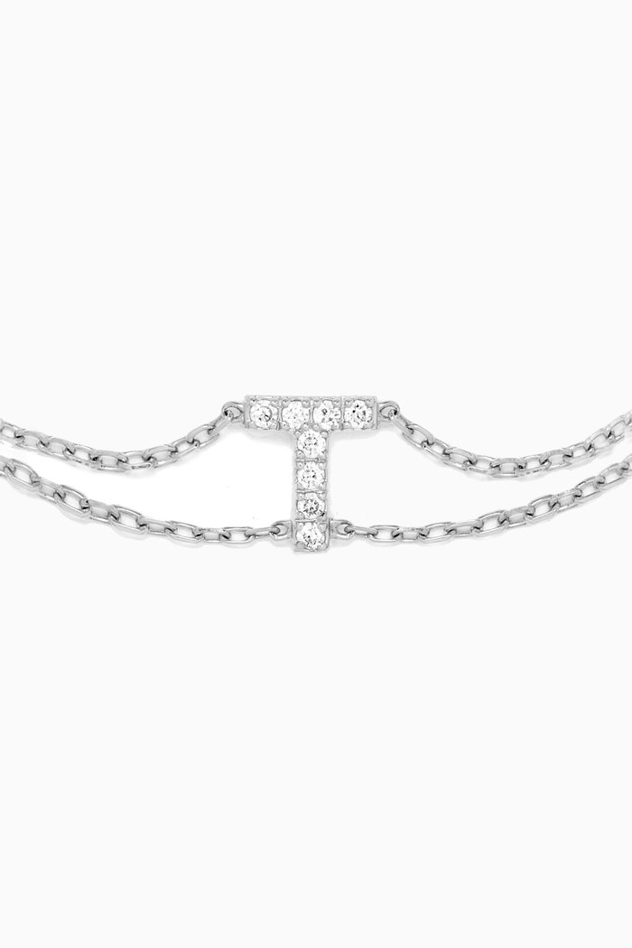 

Letter "T" Diamond Bracelet in 18kt White Gold, Neutral