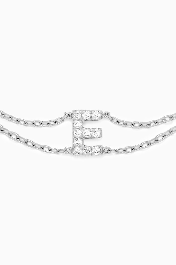 Letter "E" Diamond Bracelet in 18kt White Gold, Neutral