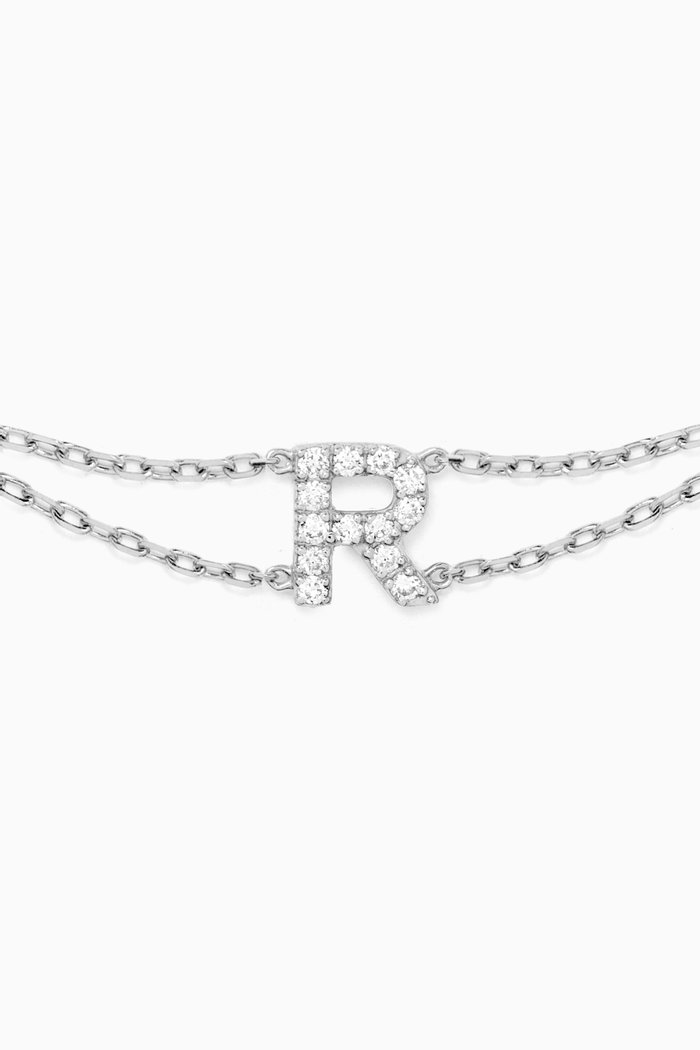 

Letter "R" Diamond Bracelet in 18kt White Gold, Neutral