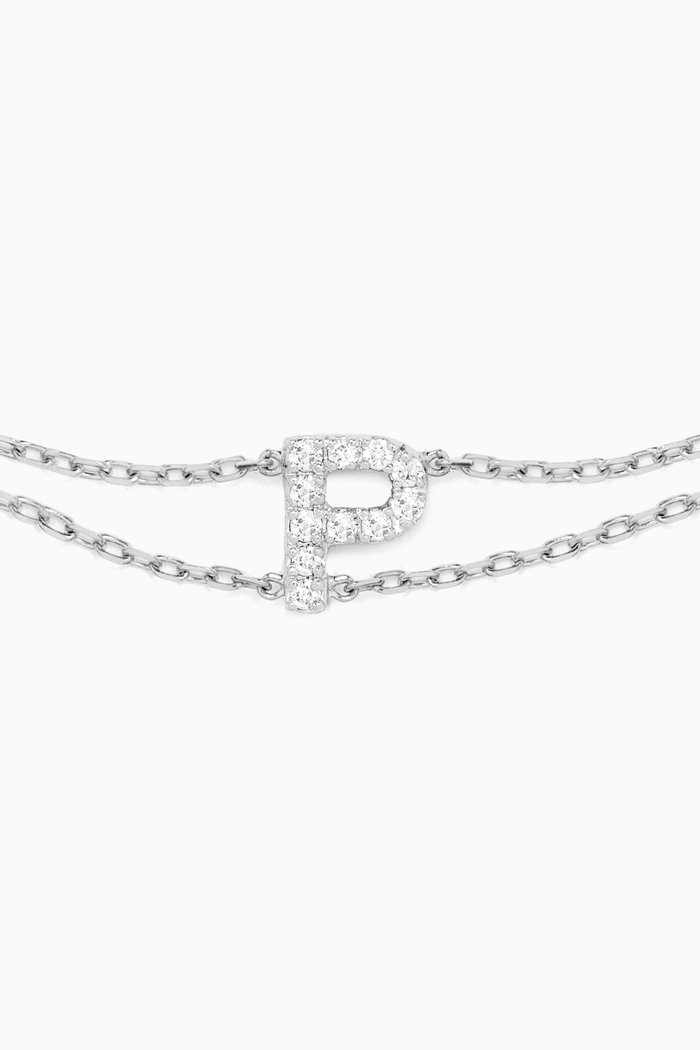 

Letter "P" Diamond Bracelet in 18kt White Gold, Neutral