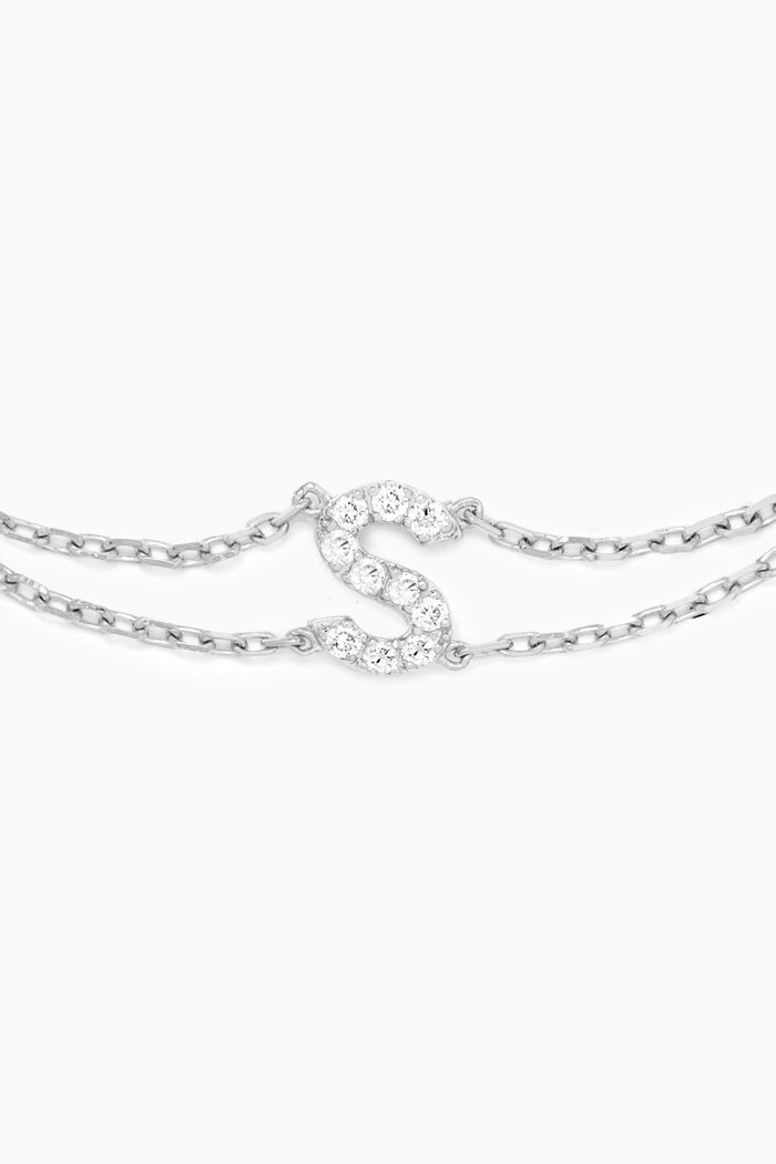 

Letter "S" Diamond Bracelet in 18kt White Gold, Neutral