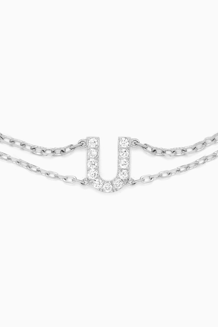 

Letter "U" Diamond Bracelet in 18kt White Gold, Neutral