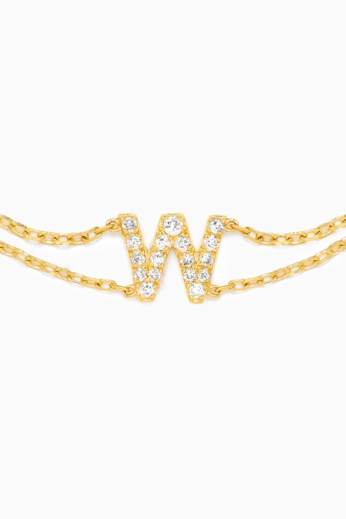 

Letter "W" Diamond Bracelet in 18kt Gold, Neutral