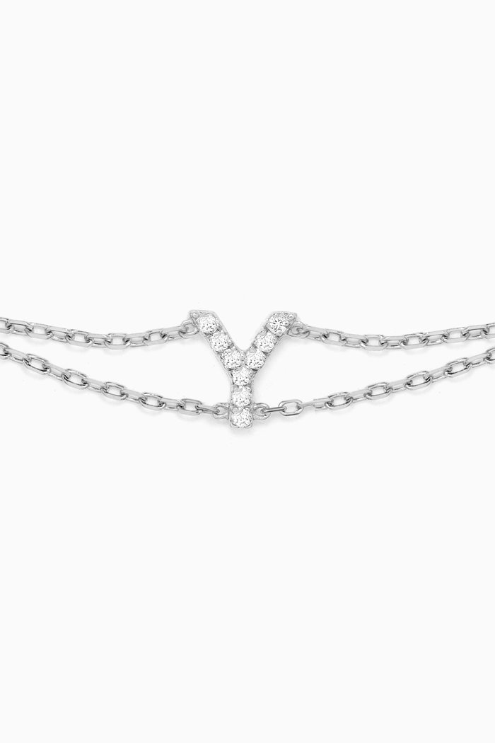 Letter "Y" Diamond Bracelet in 18kt White Gold, Neutral