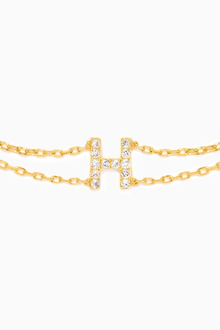 Letter "H" Diamond Bracelet in 18kt Gold, Neutral