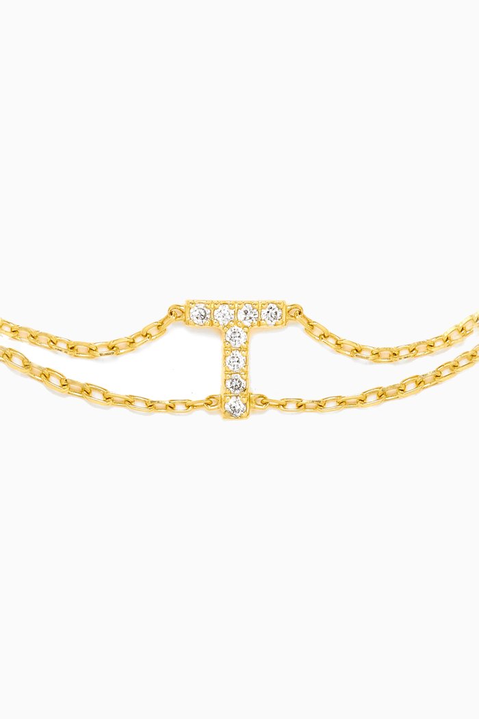 

Letter "T" Diamond Bracelet in 18kt Gold, Neutral