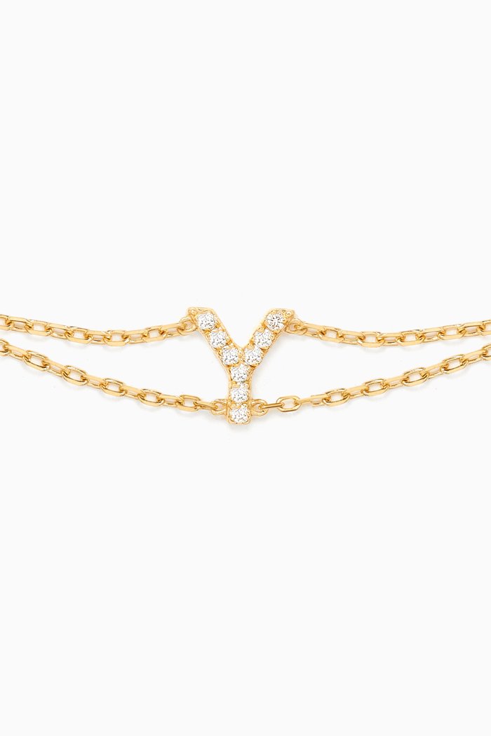 Letter "Y" Diamond Bracelet in 18kt Gold, White