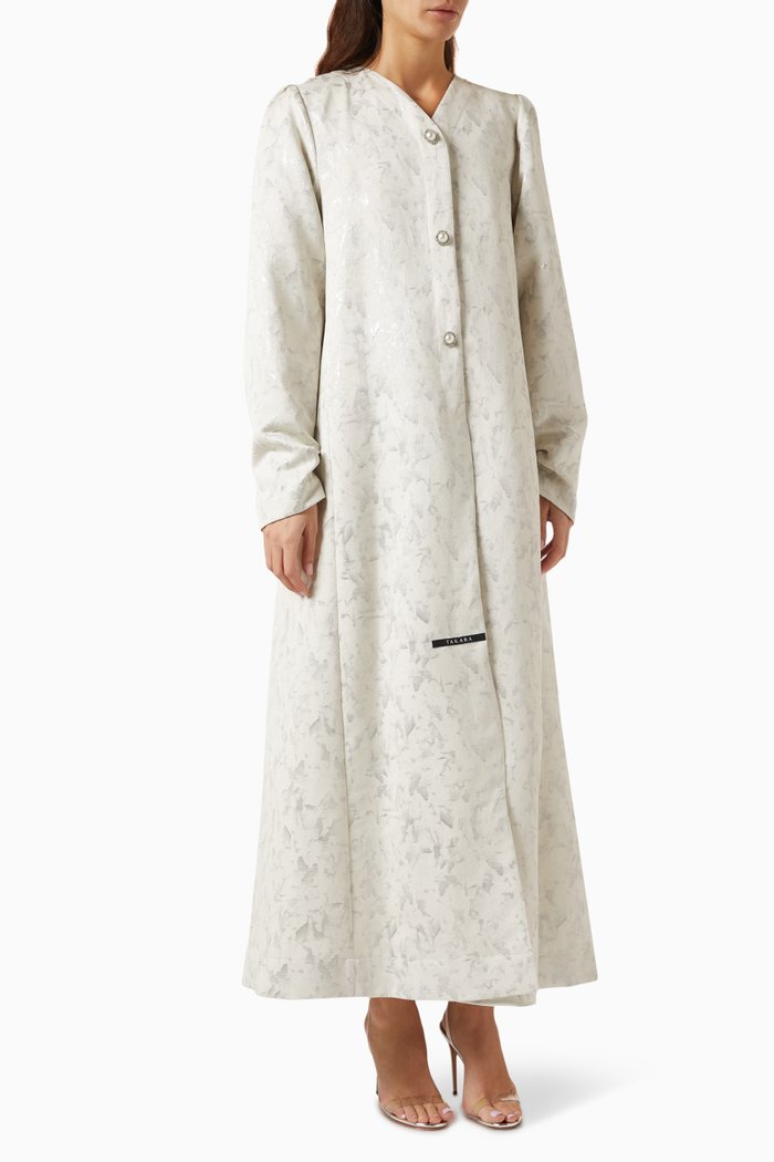 

Lola Textured Abaya in Jacquard, Neutral