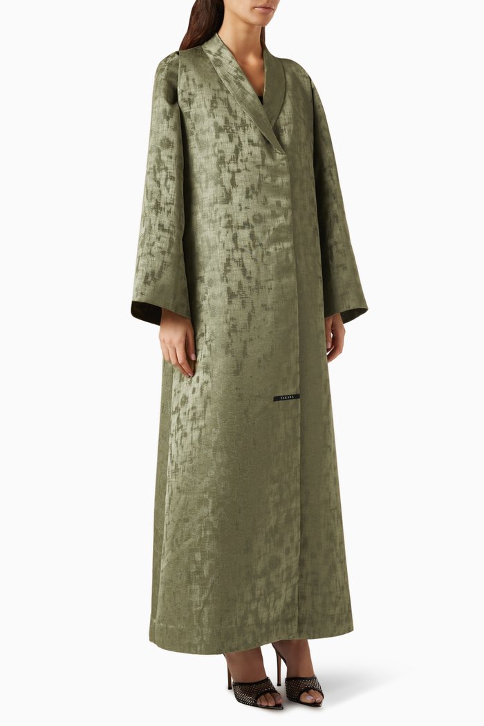 

Bonsai Wide-sleeve Abaya in Jacquard, Green