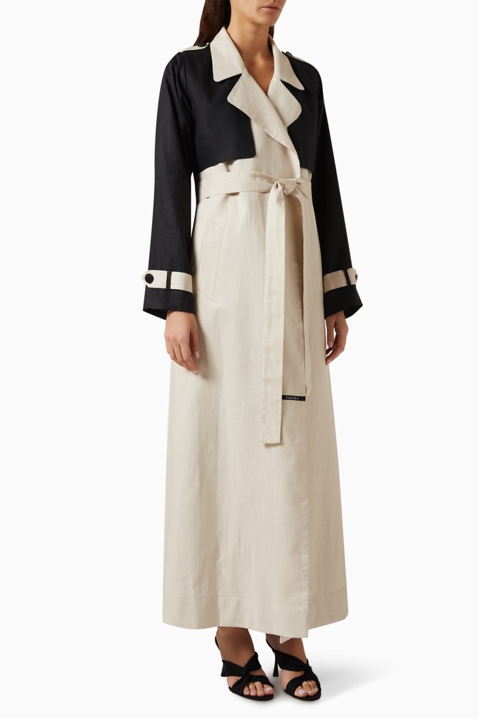 

Nero Two-tone Trench Coat Abaya, Neutral