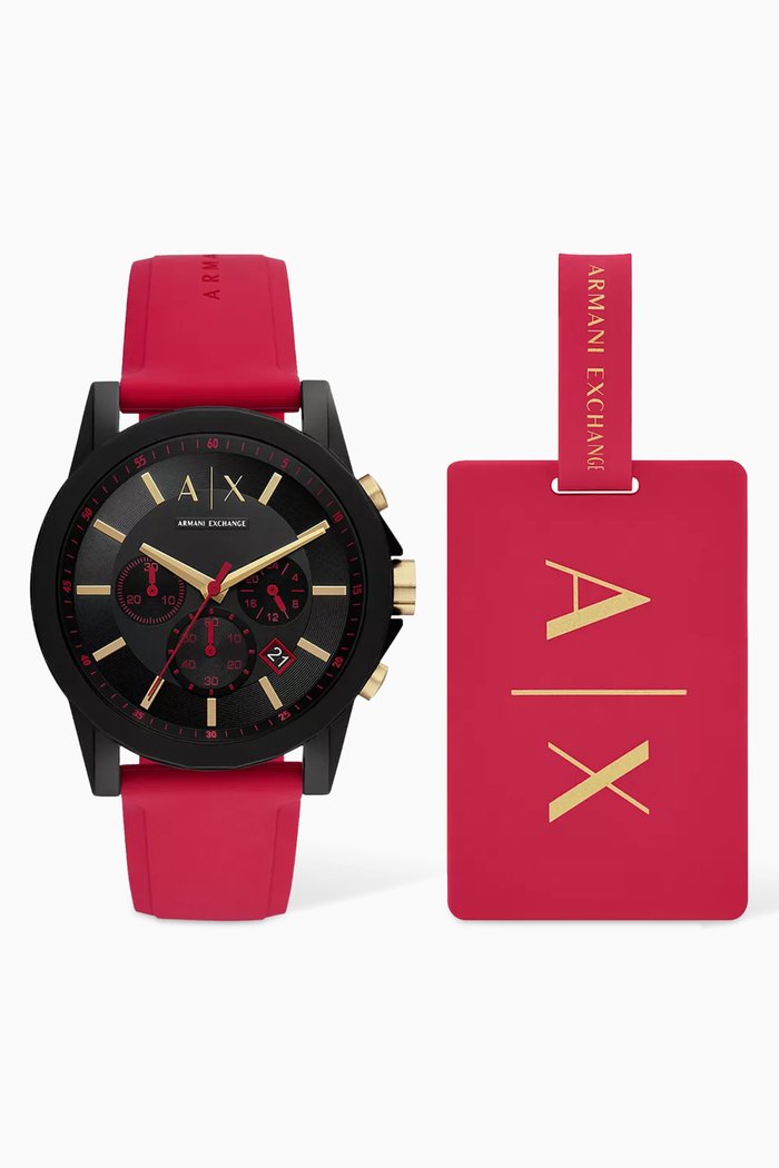 

Outerbanks Chrono Watch & Luggage Tag Set, Red