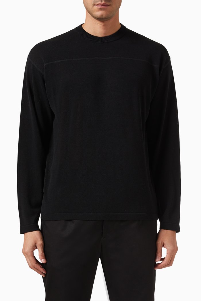

Football Sweater in Cotton-blend Knit, Black