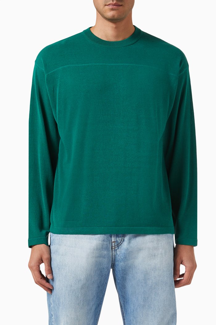 

Football Sweater in Cotton-blend Knit, Green