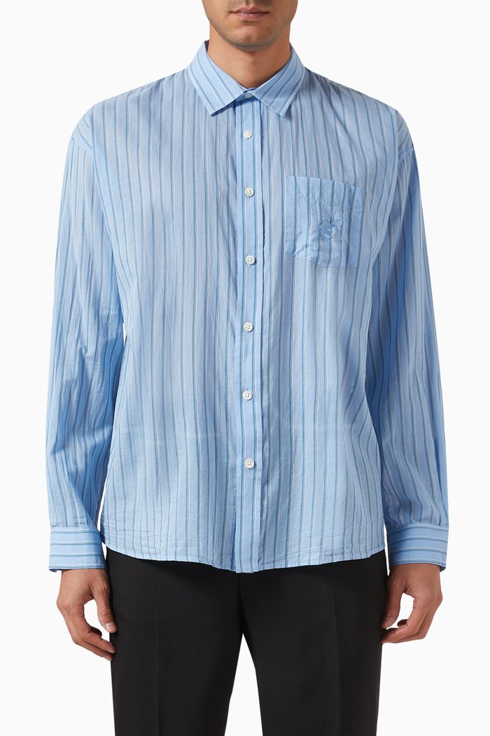 

Classic Striped Shirt in Cotton, Blue