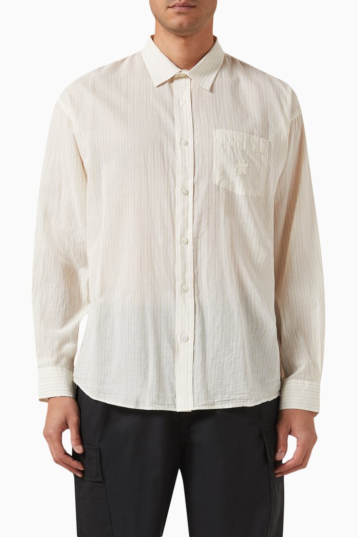 

Classic Striped Shirt in Cotton, Neutral