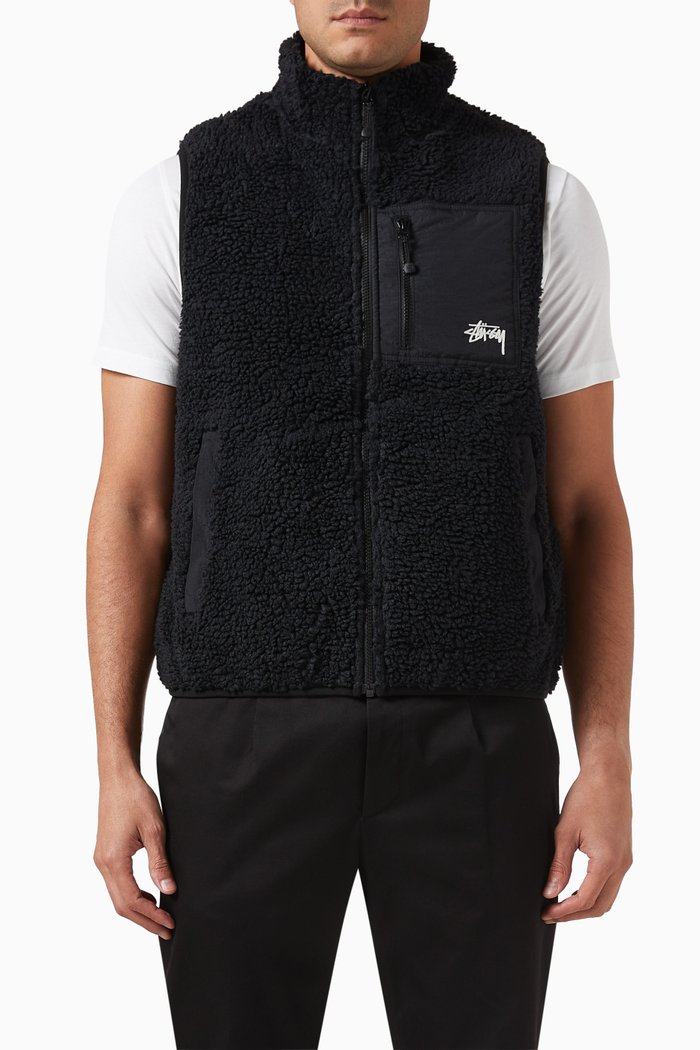

Reversible Jacket in Sherpa & Nylon, Black