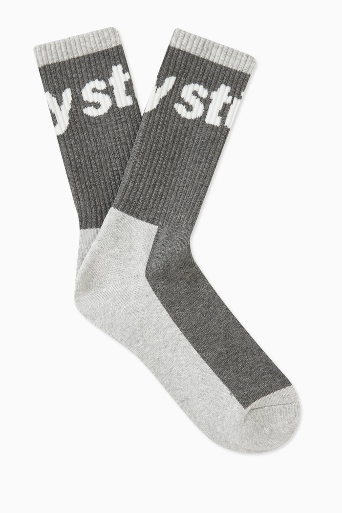 

Logo Jacquard Trail Crew Socks in Cotton-blend, Grey