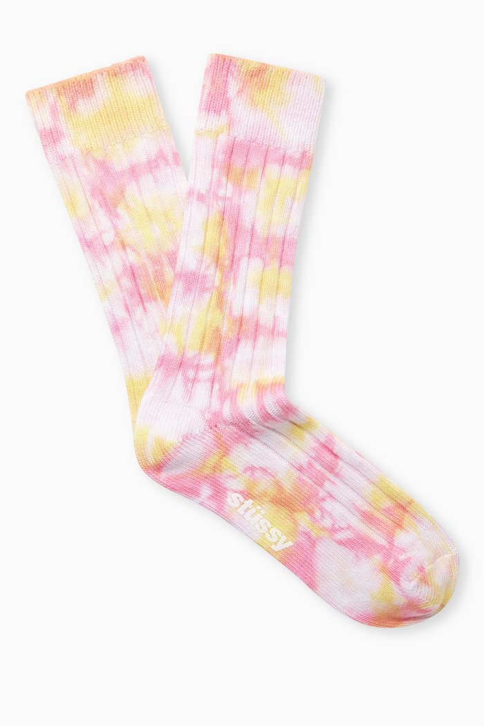

Multi-dyed Ribbed Crew Socks in Cotton-blend, Multicolour