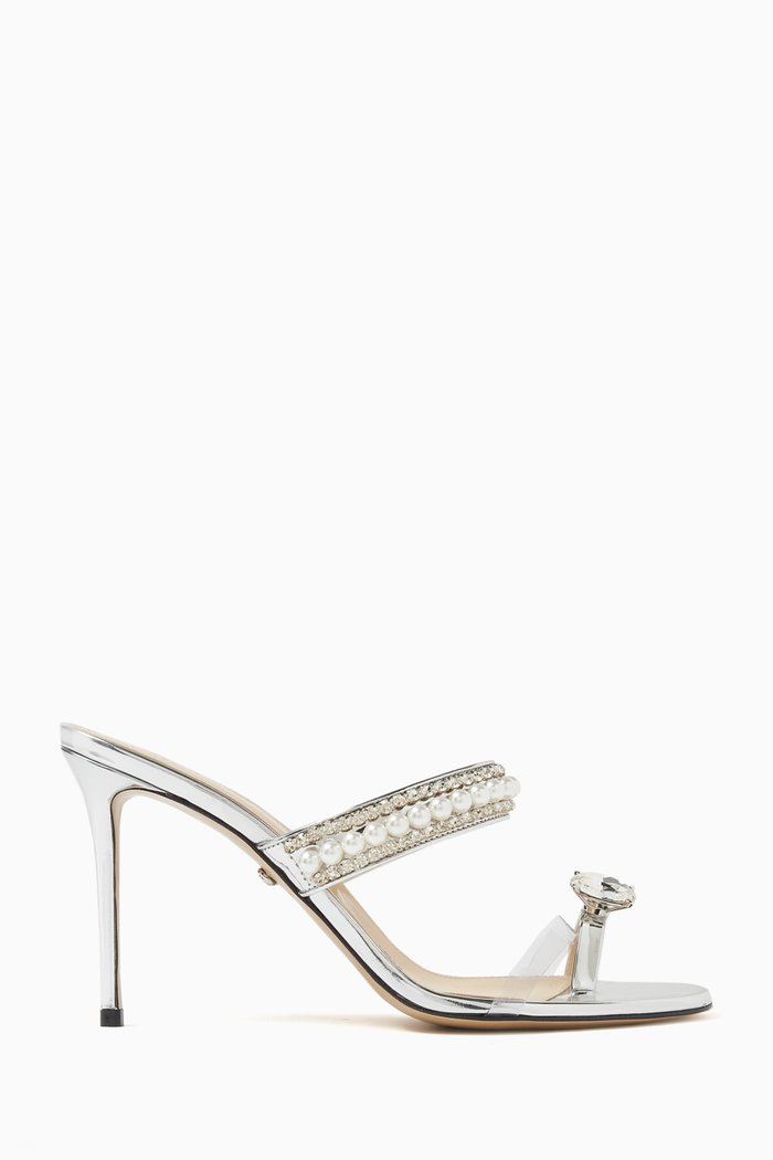 

Elizabeth 95 Crystal-embelished Mules in Metallic Leather, Silver