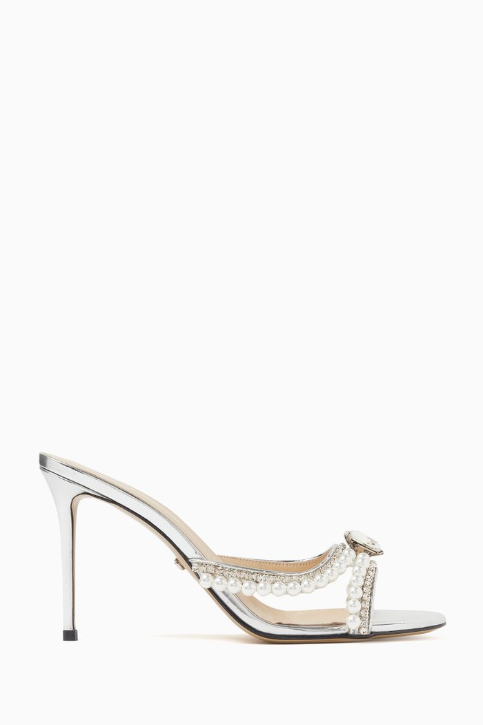 

Elizabeth 95 Crystal-embelished Mules in Metallic Leather & PVC, Silver