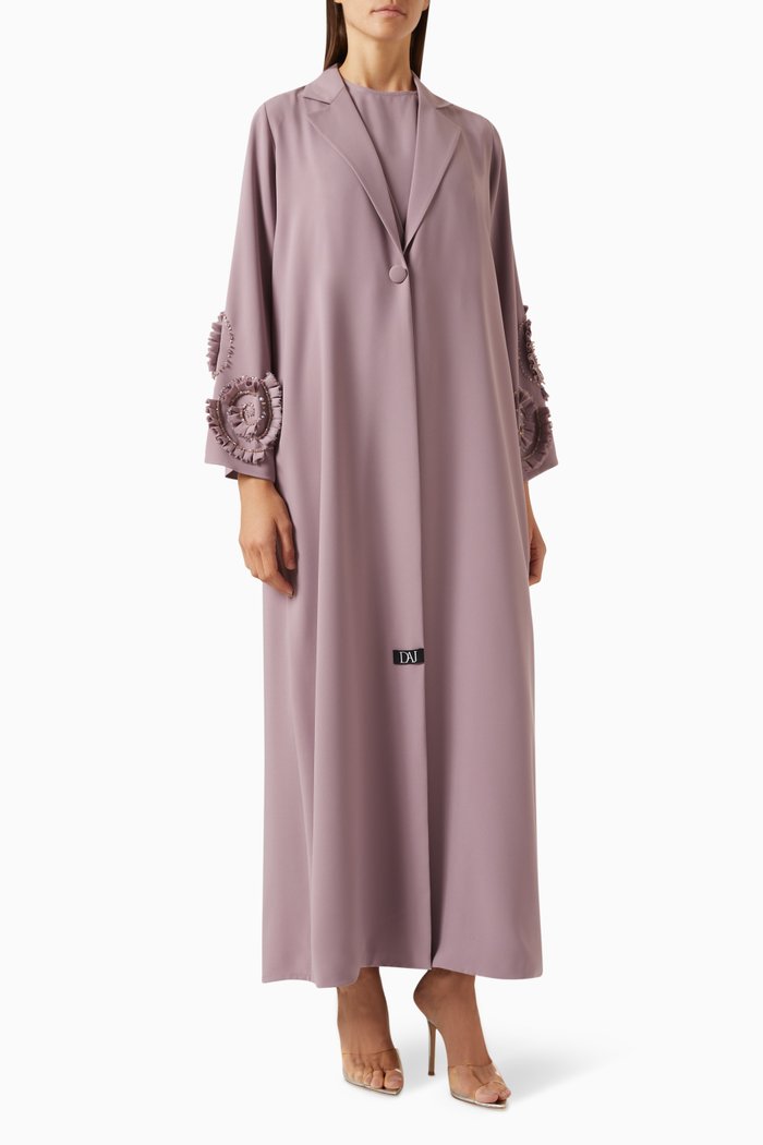 

Zuelia Notched Collar Abaya, Pink