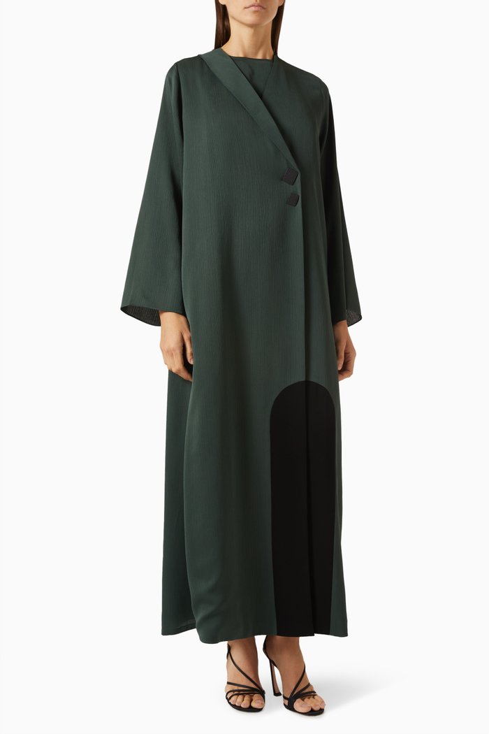 

Colour-block Abaya Set, Green