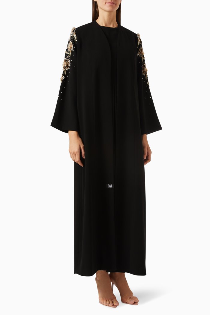 

Raifa Floral Embroidered Abaya, Black