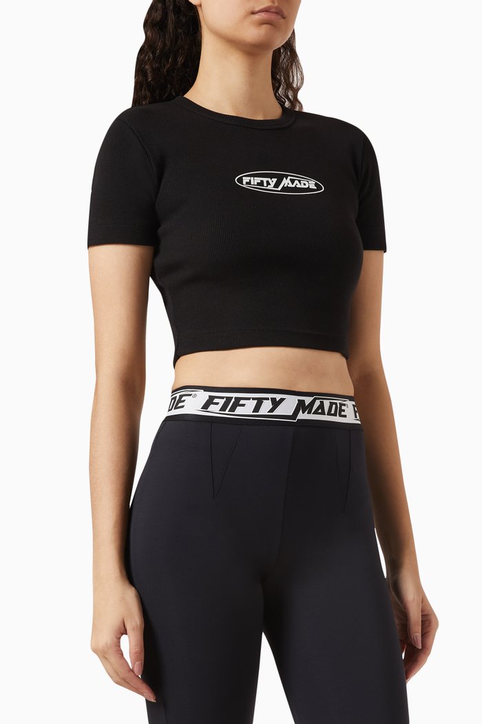 

Logo Cropped T-shirt in Organic Cotton, Black