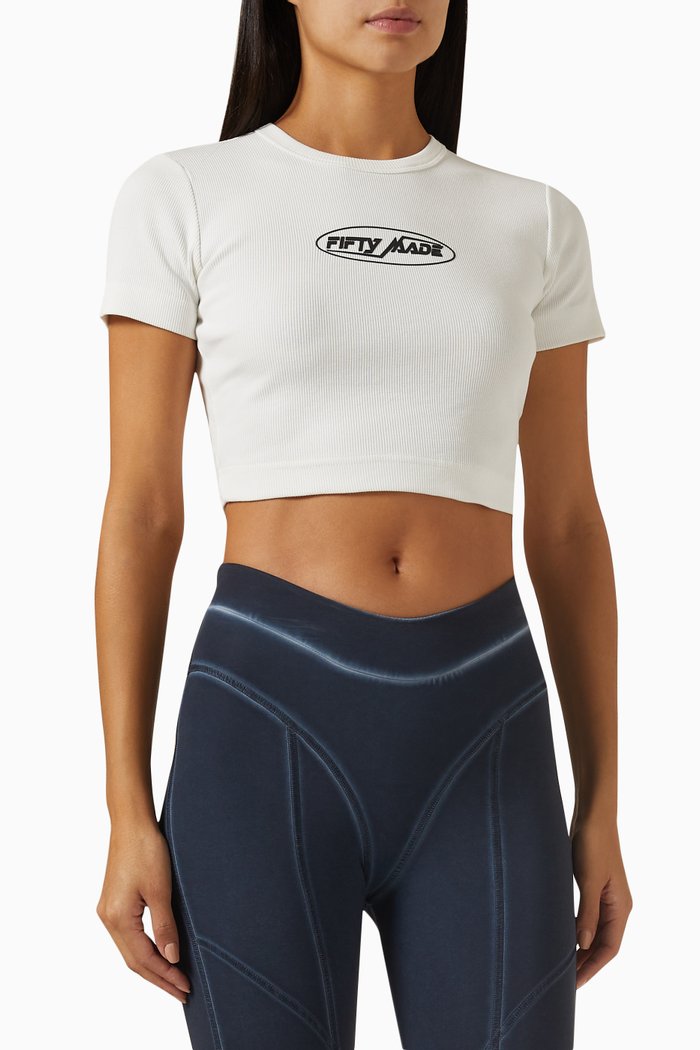 

Logo Cropped T-shirt in Organic Cotton, Neutral