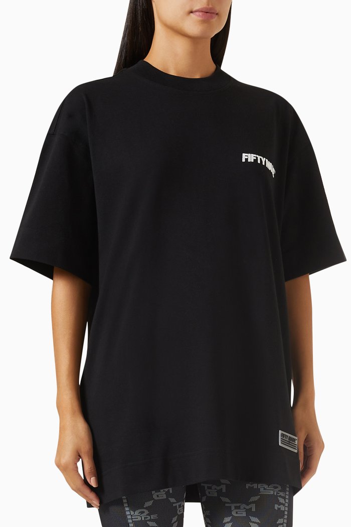 Oversized Logo T-shirt in Organic Cotton, Black