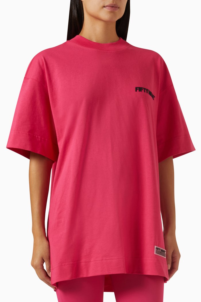 Oversized Logo T-shirt in Organic Cotton, Pink