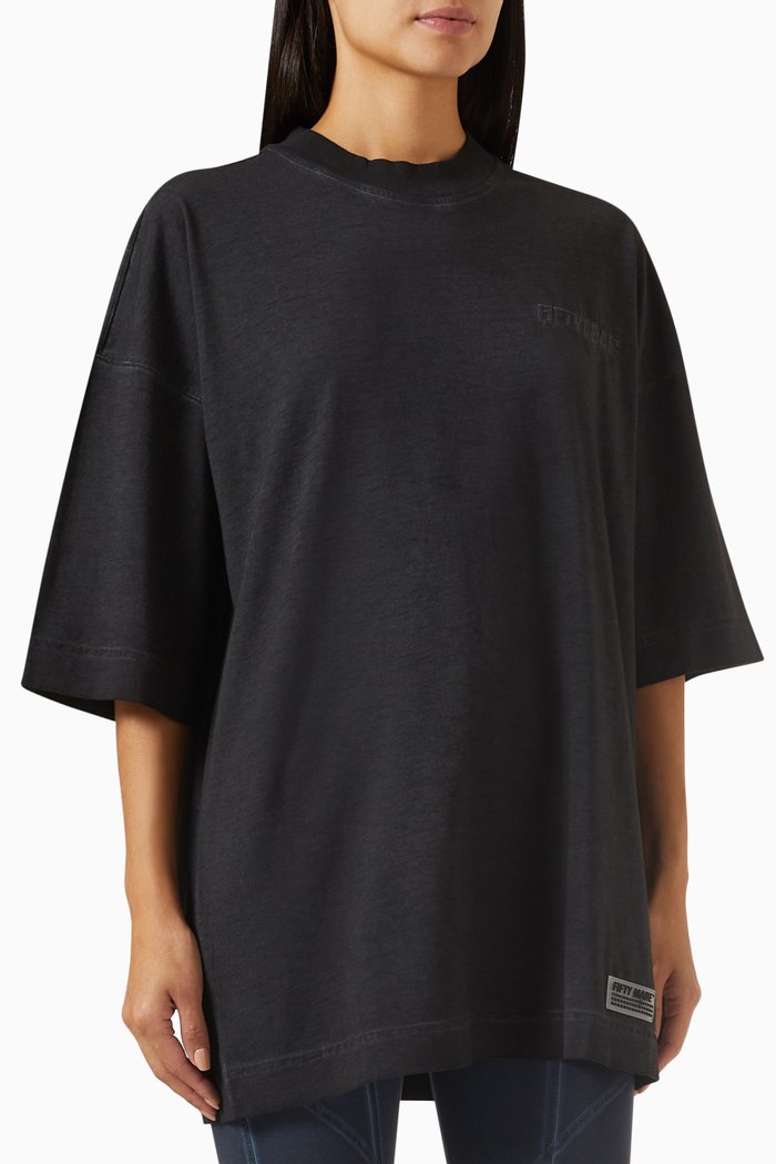 

Oversized Vintage T-shirt in Organic Cotton, Black